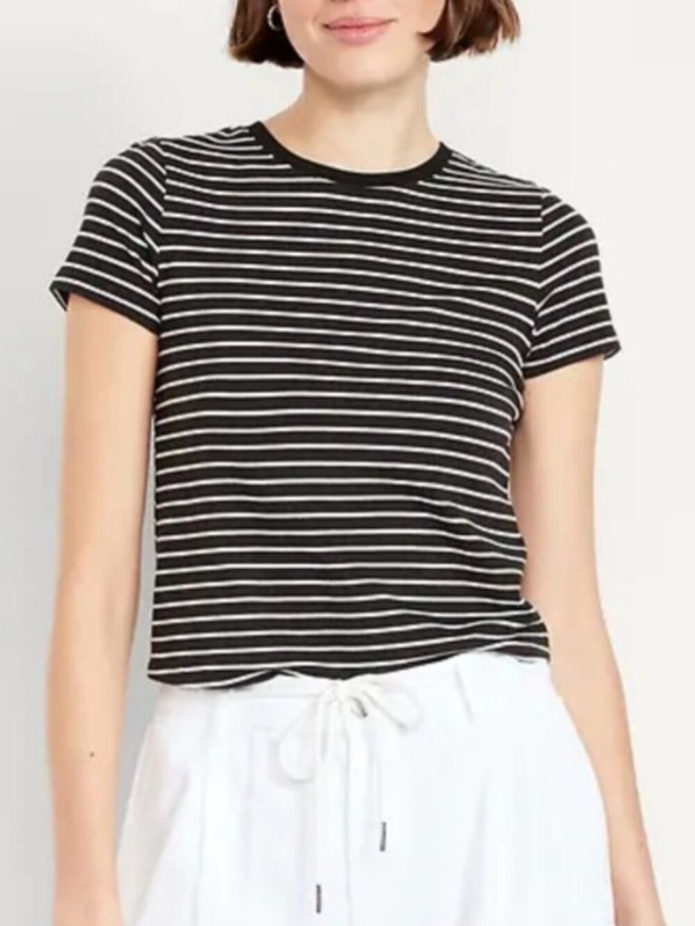 Old Navy Bestee Crop T-Shirt - Black and White Stripe